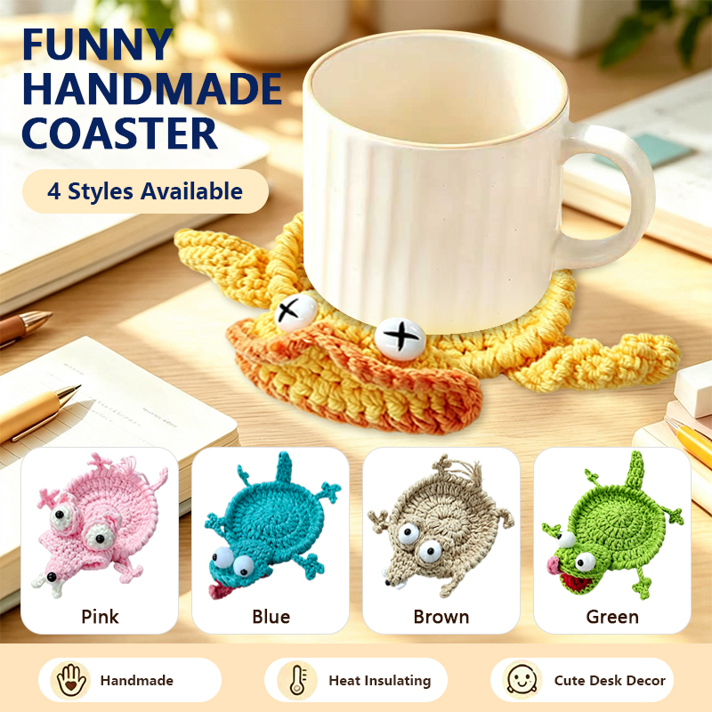 Coffee Tea Knits - Cute Crochet Animal Coaster Handmade Knitted