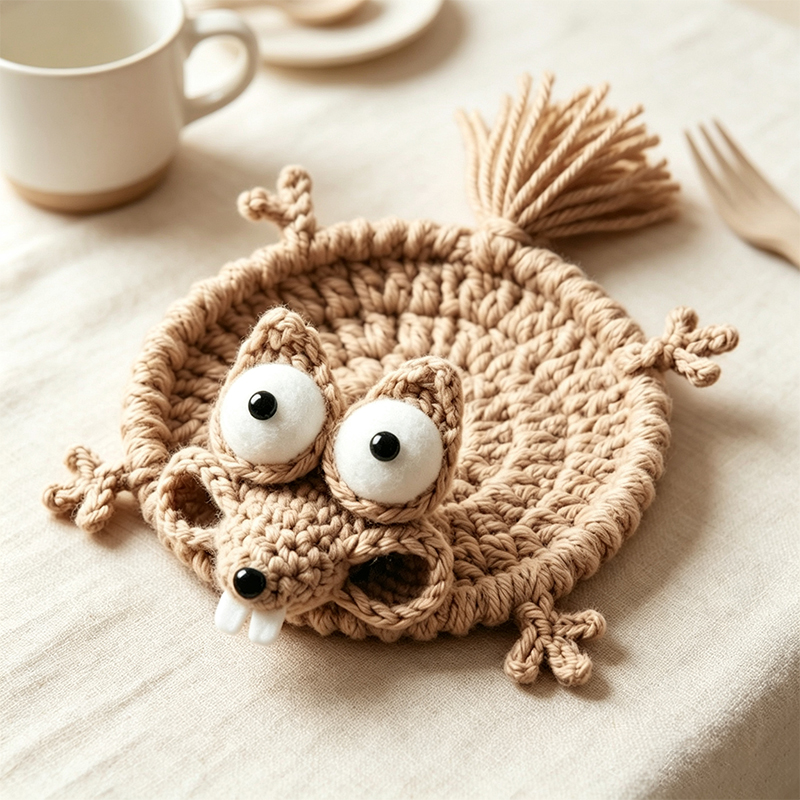 Cute Crochet Animal Coaster Ha - Coffee Tea Knits recension och pris