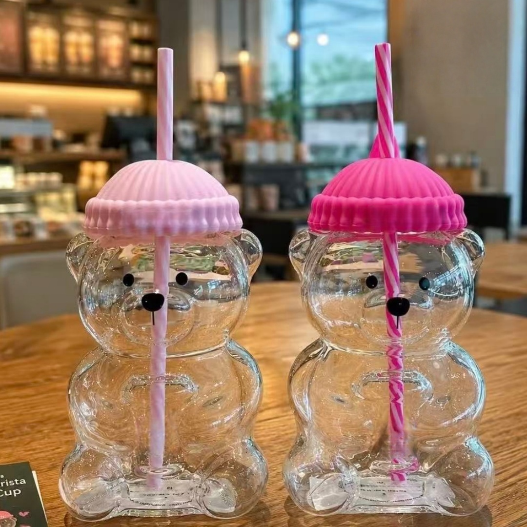 Bk Bear Shaped Glass Straw Cup - Coffee Tea Shop recension och pris
