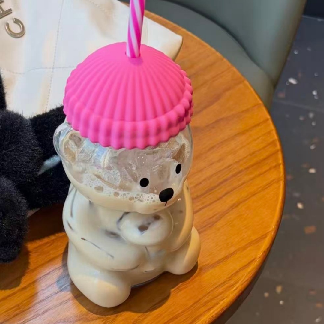 Bk Bear Shaped Glass Straw Cup - Coffee Tea Shop recension och pris