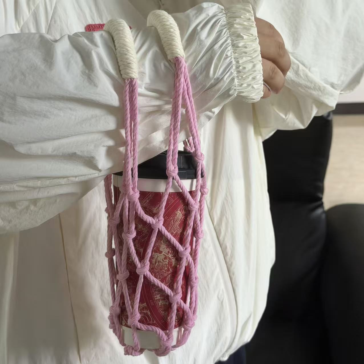 Handmade Macrame Cup Holder Ba - Coffee Tea Knits recension och pris