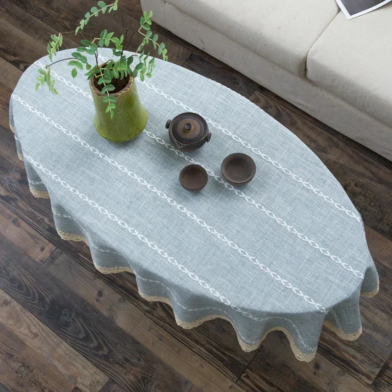 Cotton and Linen Oval Tableclo - Coffee Tea Knits recension och pris