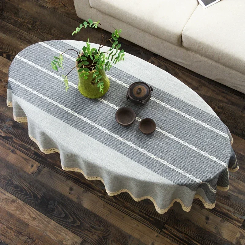 Cotton and Linen Oval Tableclo - Coffee Tea Knits recension och pris