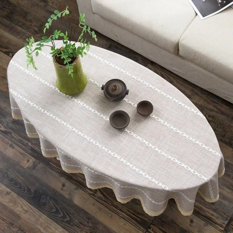 Cotton and Linen Oval Tableclo - Coffee Tea Knits recension och pris